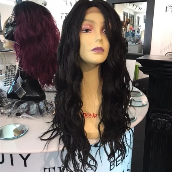 Wig Swisslace Human hair Blende Brown Long Curls